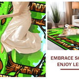 Ultra Soft Area Rug, Non Slip, Stain Resistant, Washable Area Rugs for Living Room, Bedroom, Playful Camping Adventure Scene(Green)