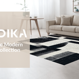 Ultra Soft Area Rug, Non Slip, Stain Resistant, Washable Area Rugs for Living Room, Bedroom, Ebony & Ivory Dash: Cotton Flatweave Rug, Modern Hall Decor(Black)