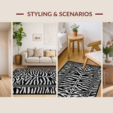 Ultra Soft Area Rug, Non Slip, Stain Resistant, Washable Area Rugs for Living Room, Bedroom, Funky Monochrome Animal Motif(Black)