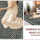 Ultra Soft Area Rug, Non Slip, Stain Resistant, Washable Area Rugs for Living Room, Bedroom, Trendy Neutral Toned Diamond Pattern(Blue)