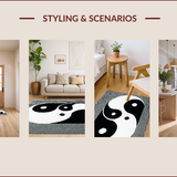 Ultra Soft Area Rug, Non Slip, Stain Resistant, Washable Area Rugs for Living Room, Bedroom, Modern Yin Yang Non-Slip Meditation Doormat(Black)