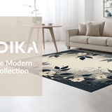 Ultra Soft Area Rug, Non Slip, Stain Resistant, Washable Area Rugs for Living Room, Bedroom, Chic Black Floral Motif(Gray)