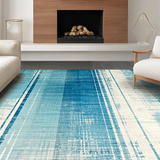 Ultra Soft Area Rug, Non Slip, Stain Resistant, Washable Area Rugs for Living Room, Bedroom, Azure Dream Carpet, Teal Tide, Contemporary Streak Design(Blue)
