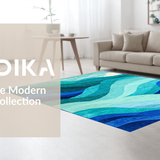 Ultra Soft Area Rug, Non Slip, Stain Resistant, Washable Area Rugs for Living Room, Bedroom, Whimsical Blue Swirl Theme(Blue)
