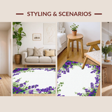 Ultra Soft Area Rug, Non Slip, Stain Resistant, Washable Area Rugs for Living Room, Bedroom, Elegant Geometric Color Fusion(Purple)