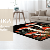 Ultra Soft Area Rug, Non Slip, Stain Resistant, Washable Area Rugs for Living Room, Bedroom, Colorful Retro Mushroom Motif(Red)