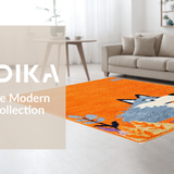 Ultra Soft Area Rug, Non Slip, Stain Resistant, Washable Area Rugs for Living Room, Bedroom, Expressive Youth Themed Illustrative Art(Orange)