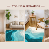Ultra Soft Area Rug, Non Slip, Stain Resistant, Washable Area Rugs for Living Room, Bedroom, Minimalist Aqua Gradation Aesthetic(Beige)