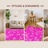Ultra Soft Area Rug, Non Slip, Stain Resistant, Washable Area Rugs for Living Room, Bedroom, Lively Cheerful Garden Theme(Pink)