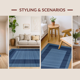 Ultra Soft Area Rug, Non Slip, Stain Resistant, Washable Area Rugs for Living Room, Bedroom, Modernist Gray Pattern Fusion(Blue)