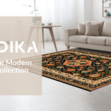 Ultra Soft Area Rug, Non Slip, Stain Resistant, Washable Area Rugs for Living Room, Bedroom, Artistic Black and Orange Visuals(Black)