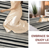 Ultra Soft Area Rug, Non Slip, Stain Resistant, Washable Area Rugs for Living Room, Bedroom, Chic Rhythm Stripe Rug with Dynamic Monochrome Bands and Artistic Linear Pattern(Black)