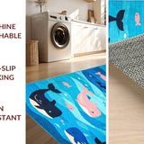 Ultra Soft Area Rug, Non Slip, Stain Resistant, Washable Area Rugs for Living Room, Bedroom, Charming Aquatic Fantasy Aesthetic(Blue)