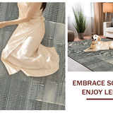 Ultra Soft Area Rug, Non Slip, Stain Resistant, Washable Area Rugs for Living Room, Bedroom, Chic Monochrome Fish Bone Print(Gray)