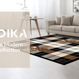 Ultra Soft Area Rug, Non Slip, Stain Resistant, Washable Area Rugs for Living Room, Bedroom, Vibrant Plaid and Animal Fusion(Brown)