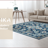 Ultra Soft Area Rug, Non Slip, Stain Resistant, Washable Area Rugs for Living Room, Bedroom, Chic Vintage Blue Aesthetic(Blue)