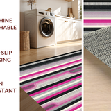 Ultra Soft Area Rug, Non Slip, Stain Resistant, Washable Area Rugs for Living Room, Bedroom, Stylish Black and Pink Patterned Elegance(Black)