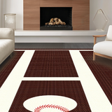 Ultra Soft Area Rug, Non Slip, Stain Resistant, Washable Area Rugs for Living Room, Bedroom, Whimsical Child-Friendly Baseball Design(Brown)