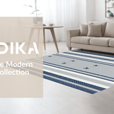 Ultra Soft Area Rug, Non Slip, Stain Resistant, Washable Area Rugs for Living Room, Bedroom, Nautical Blue Striped Elegance(Gray)