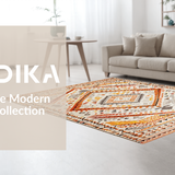 Ultra Soft Area Rug, Non Slip, Stain Resistant, Washable Area Rugs for Living Room, Bedroom, Vibrant Vintage Geometric Flair(Orange)