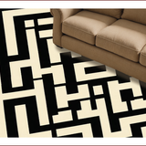 Ultra Soft Area Rug, Non Slip, Stain Resistant, Washable Area Rugs for Living Room, Bedroom, Contemporary Linear Geometric Motif(Beige)
