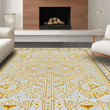 Ultra Soft Area Rug, Non Slip, Stain Resistant, Washable Area Rugs for Living Room, Bedroom, Vintage Retro Half-Moon Style(Gold)