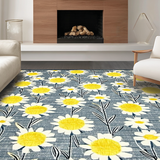 Ultra Soft Area Rug, Non Slip, Stain Resistant, Washable Area Rugs for Living Room, Bedroom, Contemporary Daisy Pattern Delight(Blue)