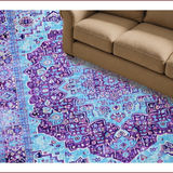 Ultra Soft Area Rug, Non Slip, Stain Resistant, Washable Area Rugs for Living Room, Bedroom, Rustic Distressed Floral Motif(Blue)