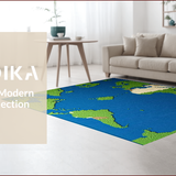 Ultra Soft Area Rug, Non Slip, Stain Resistant, Washable Area Rugs for Living Room, Bedroom, Vibrant Satellite World Map Design(Blue)