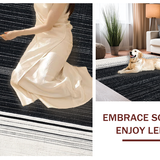 Ultra Soft Area Rug, Non Slip, Stain Resistant, Washable Area Rugs for Living Room, Bedroom, Classic Dual-Tone Linear Pattern Indoor Outdoor Washable Floor Covering(Black)