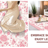 Ultra Soft Area Rug, Non Slip, Stain Resistant, Washable Area Rugs for Living Room, Bedroom, Lively Pink Abstract Floral Harmony(White)