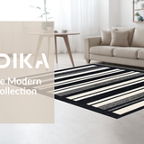 Ultra Soft Area Rug, Non Slip, Stain Resistant, Washable Area Rugs for Living Room, Bedroom, Ebony Ivory Stripe Woven Floor Rug, Chic Farmhouse Porch Decor(Black)