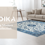 Ultra Soft Area Rug, Non Slip, Stain Resistant, Washable Area Rugs for Living Room, Bedroom, Light Grey Coastal Floral Motif(Blue)