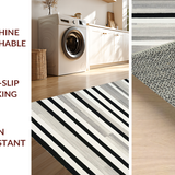 Ultra Soft Area Rug, Non Slip, Stain Resistant, Washable Area Rugs for Living Room, Bedroom, Modern Boho Rug With Graphic Contrast Stripes And Linear Rhythm(Black)