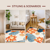 Ultra Soft Area Rug, Non Slip, Stain Resistant, Washable Area Rugs for Living Room, Bedroom, Elegant Colorful Leaf Pattern(Orange)