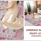 Ultra Soft Area Rug, Non Slip, Stain Resistant, Washable Area Rugs for Living Room, Bedroom, Bordered Boho Meditation Space Plush Rug(Pink)