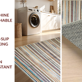 Ultra Soft Area Rug, Non Slip, Stain Resistant, Washable Area Rugs for Living Room, Bedroom, Inviting Warm Toned Stripe Composition(Orange)