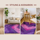 Ultra Soft Area Rug, Non Slip, Stain Resistant, Washable Area Rugs for Living Room, Bedroom, Charming Vintage Inspired Detail(Purple)