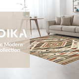 Ultra Soft Area Rug, Non Slip, Stain Resistant, Washable Area Rugs for Living Room, Bedroom, Muted Terracotta Abstract Motif(Gray)