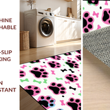 Ultra Soft Area Rug, Non Slip, Stain Resistant, Washable Area Rugs for Living Room, Bedroom, Cheerful Puppy Themed Soft Rug(White)