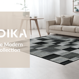 Ultra Soft Area Rug, Non Slip, Stain Resistant, Washable Area Rugs for Living Room, Bedroom, Chic Black Geometric Styling(Gray)