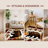Ultra Soft Area Rug, Non Slip, Stain Resistant, Washable Area Rugs for Living Room, Bedroom, Vibrant Ethnic Geometric Print(Brown)