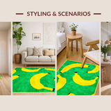 Ultra Soft Area Rug, Non Slip, Stain Resistant, Washable Area Rugs for Living Room, Bedroom, Charming Whimsical Fruit Illustration(Green)