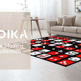 Ultra Soft Area Rug, Non Slip, Stain Resistant, Washable Area Rugs for Living Room, Bedroom, Dynamic Modern Geometric Layout(Red)