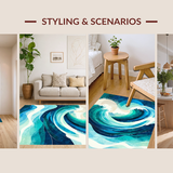 Ultra Soft Area Rug, Non Slip, Stain Resistant, Washable Area Rugs for Living Room, Bedroom, Serene Oceanic Flow Design(Blue)