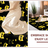 Ultra Soft Area Rug, Non Slip, Stain Resistant, Washable Area Rugs for Living Room, Bedroom, Charming Playful Cat Illustration(Black)