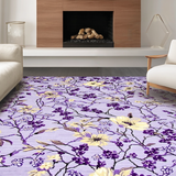 Ultra Soft Area Rug, Non Slip, Stain Resistant, Washable Area Rugs for Living Room, Bedroom, Contemporary Floral Print Entrance Rug(Purple)