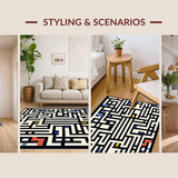 Ultra Soft Area Rug, Non Slip, Stain Resistant, Washable Area Rugs for Living Room, Bedroom, Unique Modernist Pattern Play(Black)