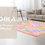 Ultra Soft Area Rug, Non Slip, Stain Resistant, Washable Area Rugs for Living Room, Bedroom, Dynamic Multicolored Animal Alphabet Design(Pink)