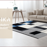 Ultra Soft Area Rug, Non Slip, Stain Resistant, Washable Area Rugs for Living Room, Bedroom, Sleek Contemporary Geometric Aesthetic(Black)